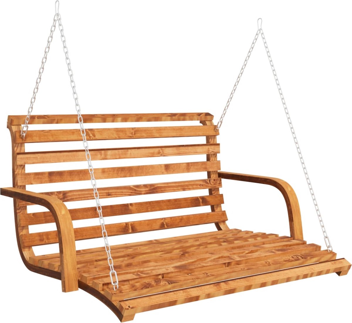 Vidaxl Schommelbank 91x130x58 Cm Gebogen Hout Met Teakafwerking - Bruin