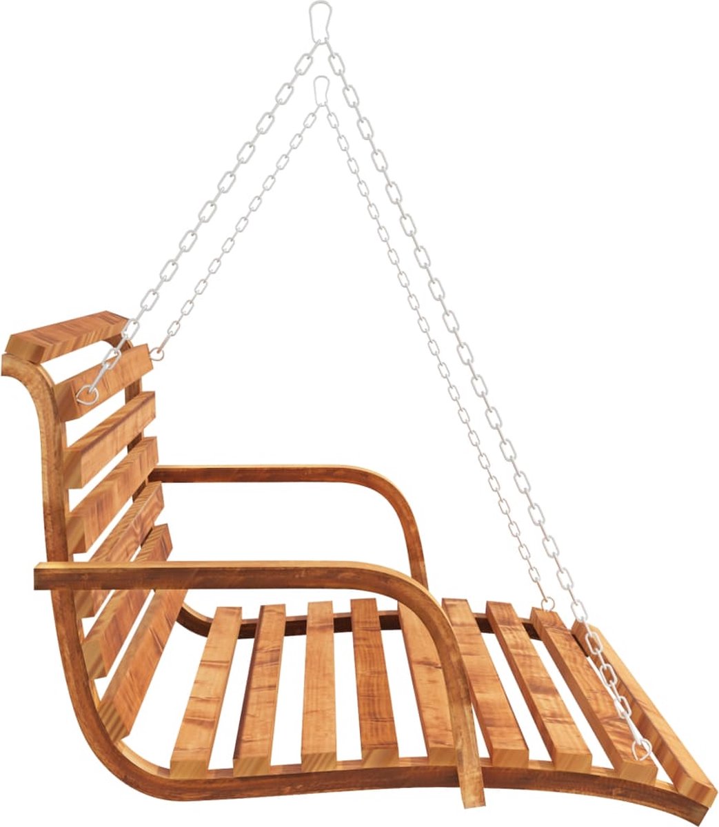 Vidaxl Schommelbank 91x130x58 Cm Gebogen Hout Met Teakafwerking - Bruin