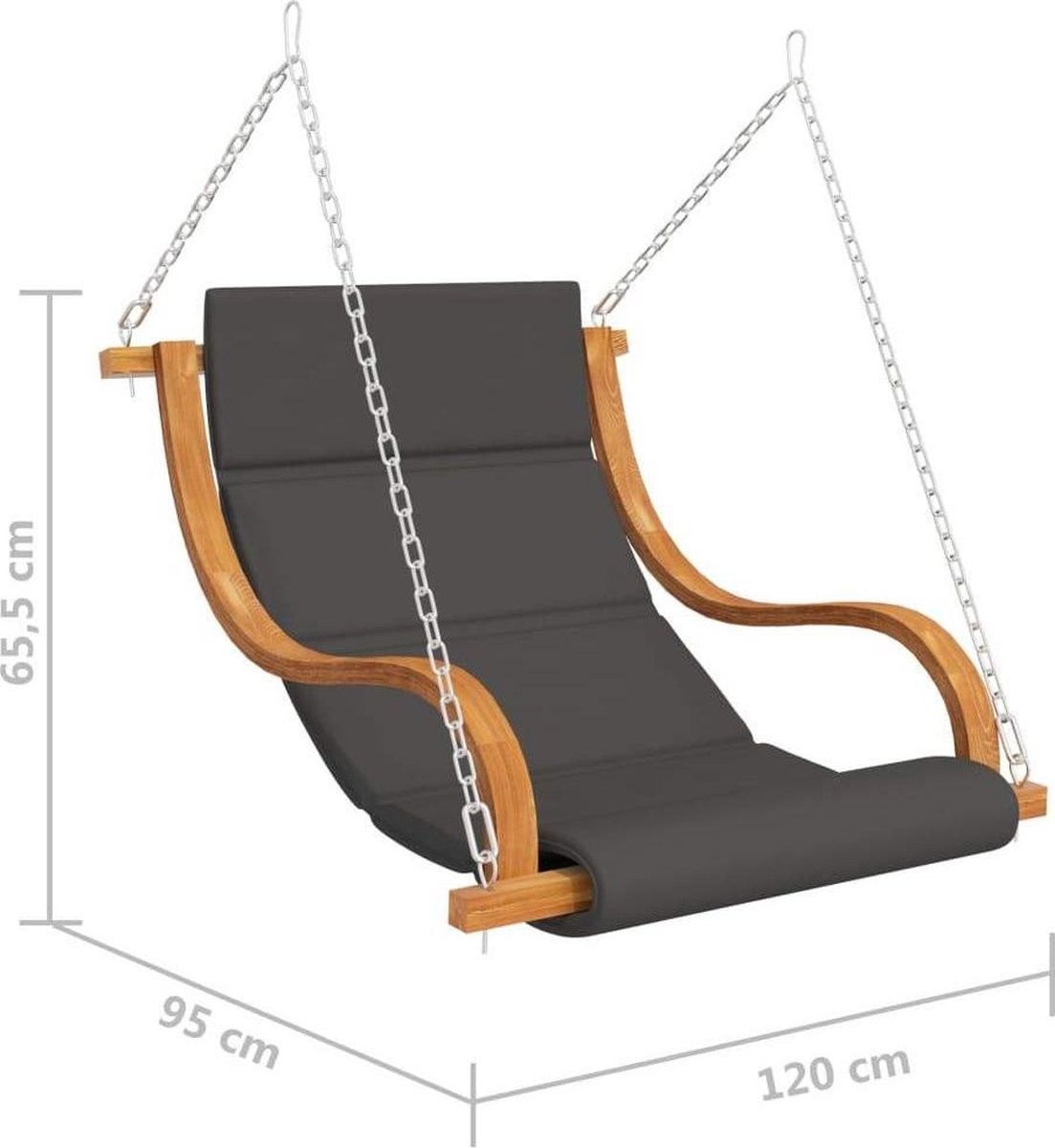 Vidaxl Schommelstoel Met Kussen Massief Gebogen Hout Met Teakafwerking - Grijs