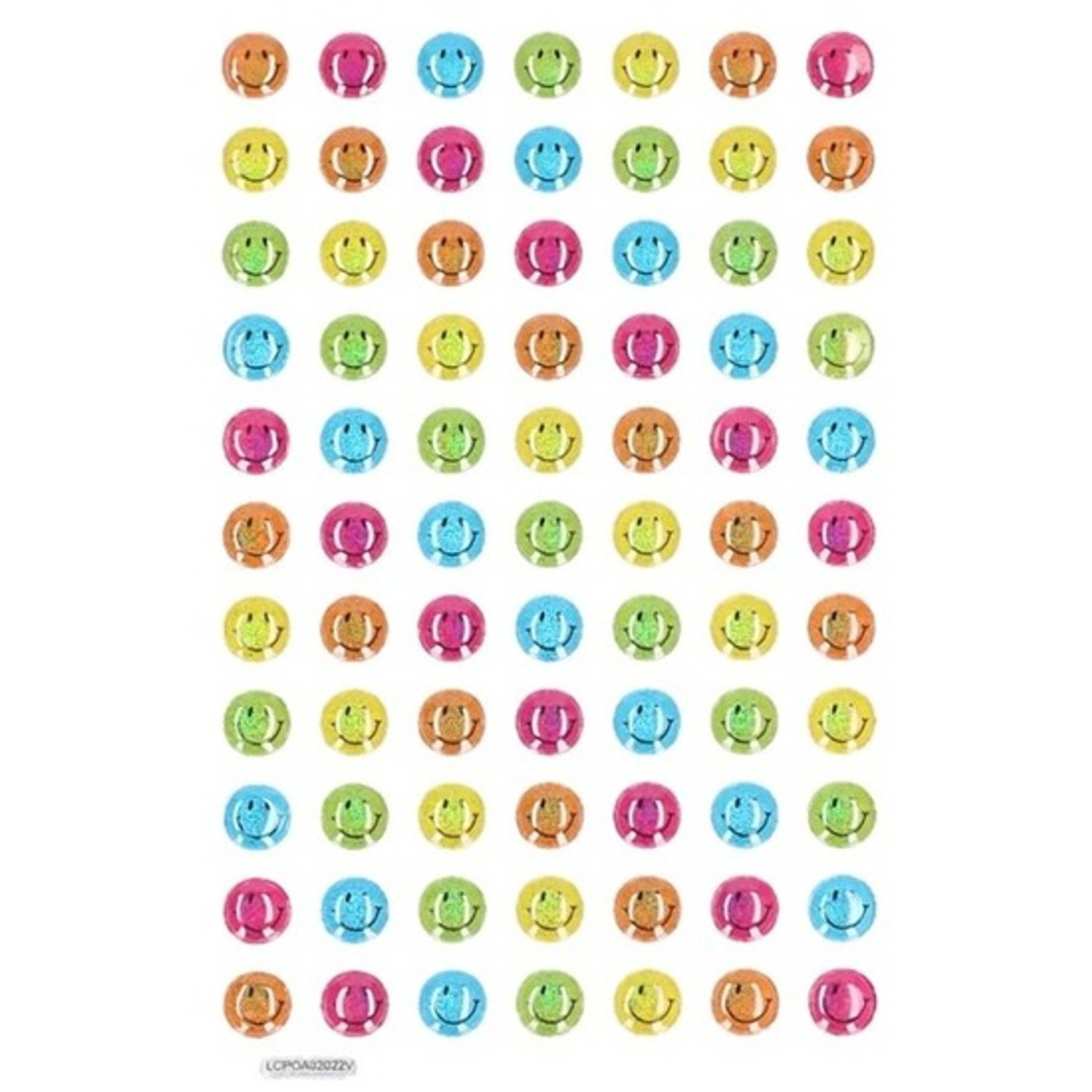 75x Gekleurde Smiley Stickertjes Op Vel