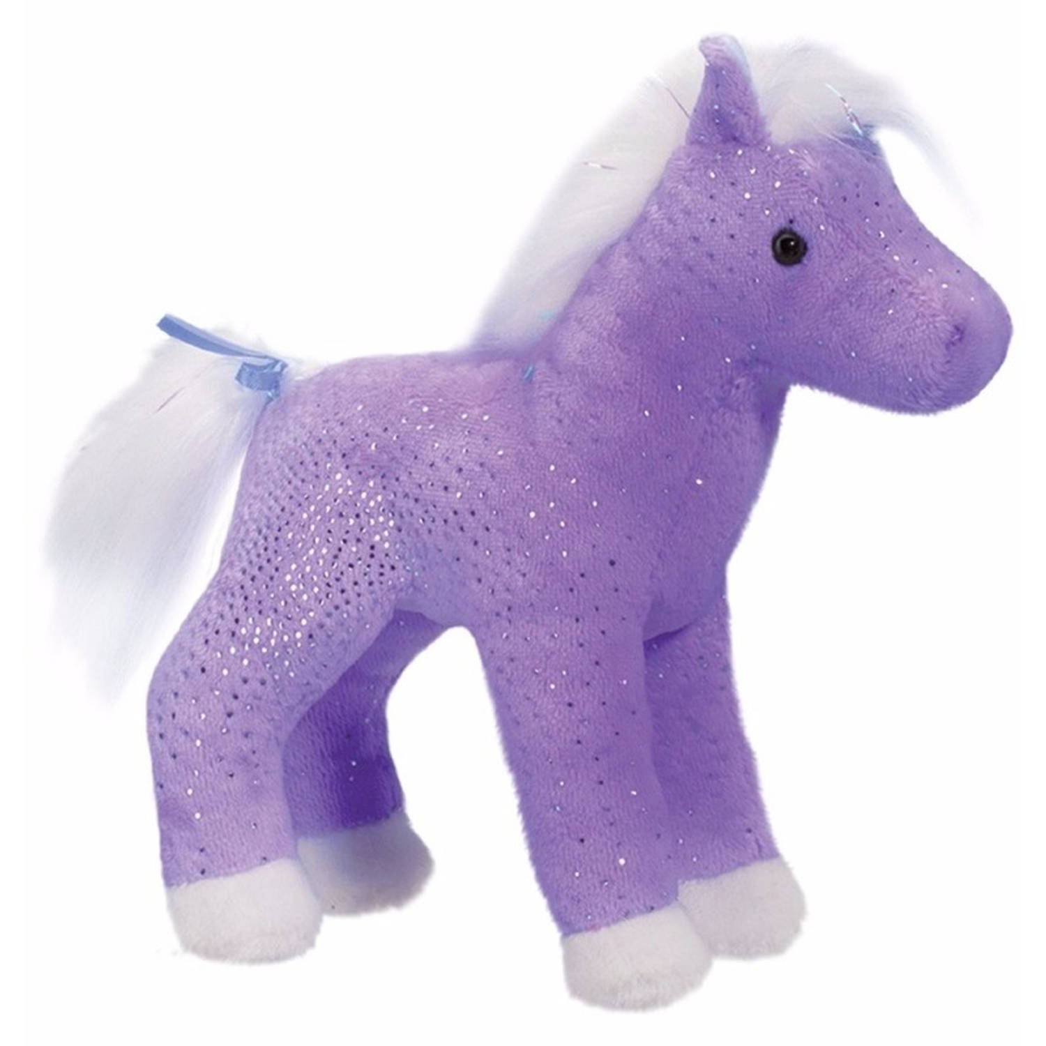 Pluche Paard Met Glitters 18 Cm - Knuffel Boederijdieren - Paars