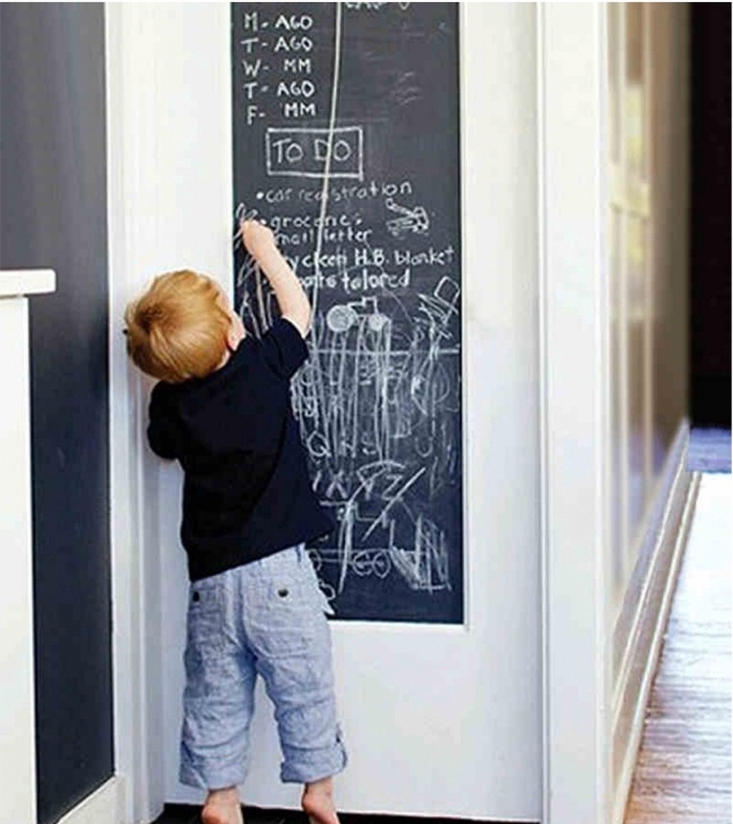 Vidaxl Krijtbord Stickerrollen 2 St 0,6 X 2 M - Incl. Krijt - Zwart