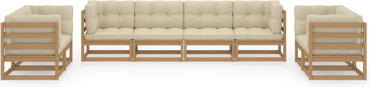 Vidaxl 8-delige Loungeset Met Kussens Massief Grenenhout - Bruin