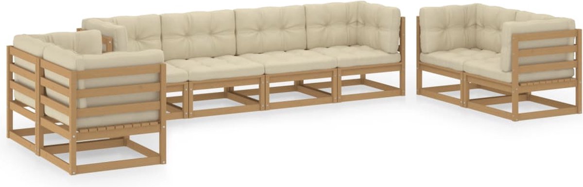 Vidaxl 8-delige Loungeset Met Kussens Massief Grenenhout - Bruin