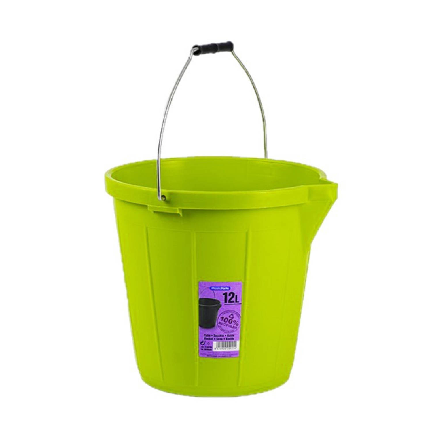 Forte Plastics Set Van 2x Stuks Kunststof Emmers Met Schenktuit Lime 12 Liter - Emmers - Groen