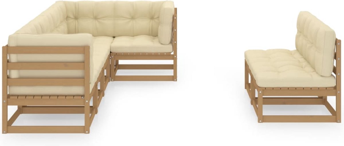 Vidaxl 7-delige Loungeset Met Kussens Massief Grenenhout - Bruin