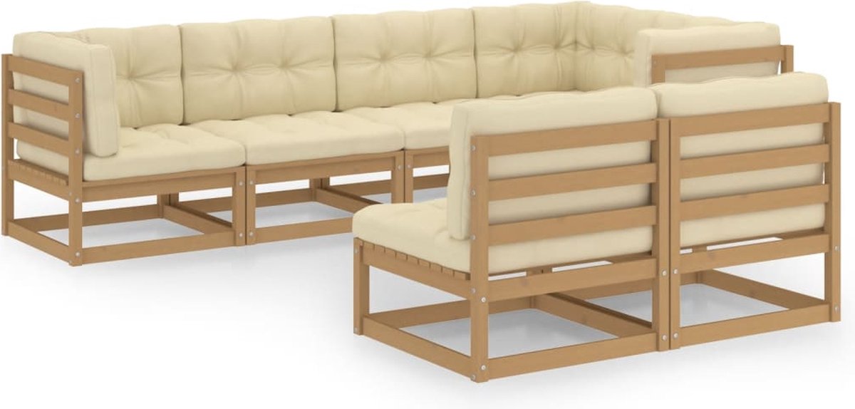 Vidaxl 7-delige Loungeset Met Kussens Massief Grenenhout - Bruin