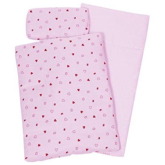 Goki Poppen Beddengoed Hartjes En Kroontjes - Roze