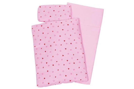 Goki Poppen Beddengoed Hartjes En Kroontjes - Roze