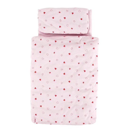 Goki Poppen Beddengoed Hartjes En Kroontjes - Roze