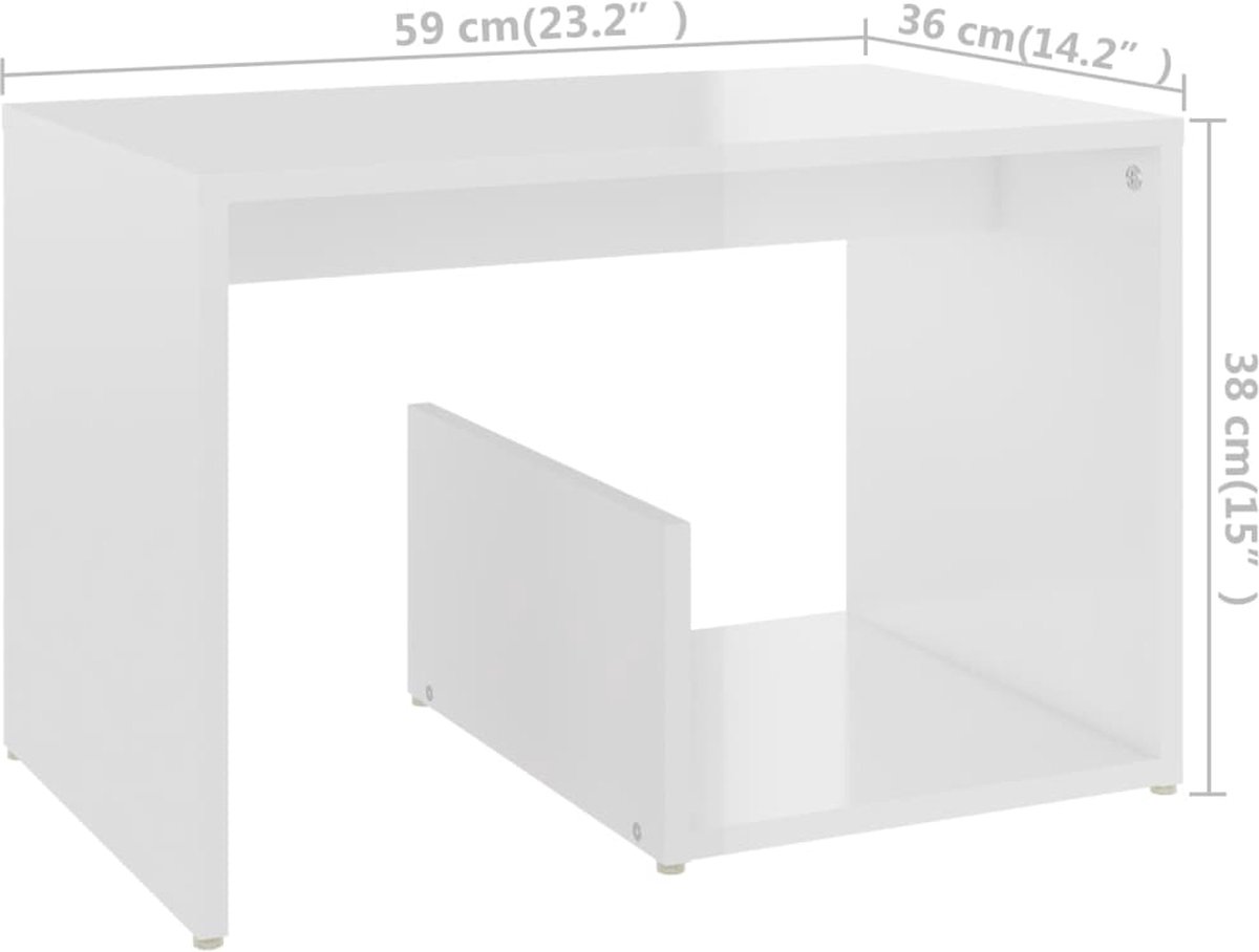 Vidaxl Bijzettafel 59x36x38 Cm Spaanplaat Hoogglans - Wit