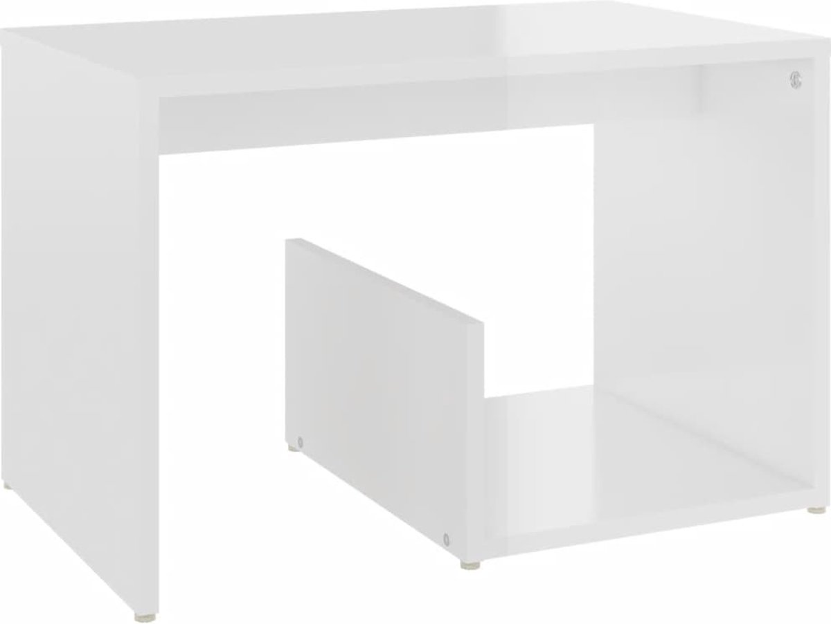 Vidaxl Bijzettafel 59x36x38 Cm Spaanplaat Hoogglans - Wit
