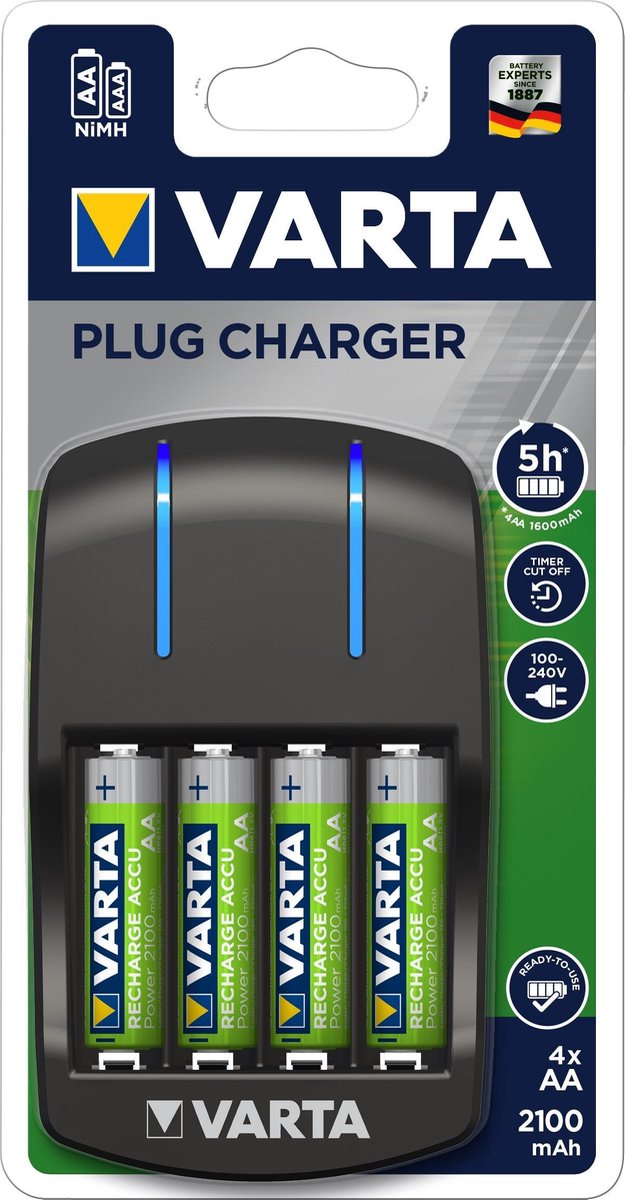 Varta Batteriijlader Plug In Inclus 4 X Aa 2100mah 57647101451
