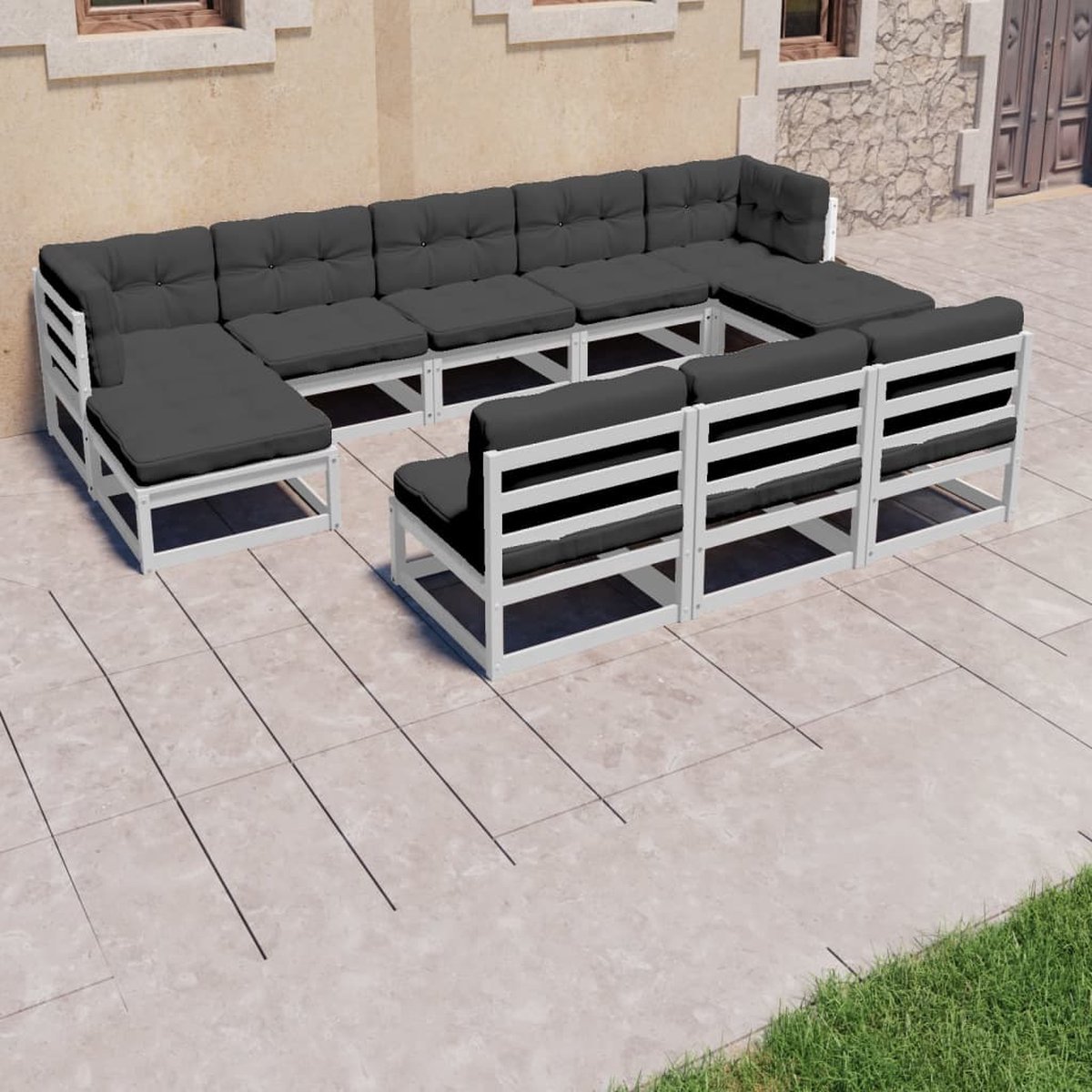 Vidaxl 8-delige Loungeset Met Kussens Massief Grenenhout - Wit