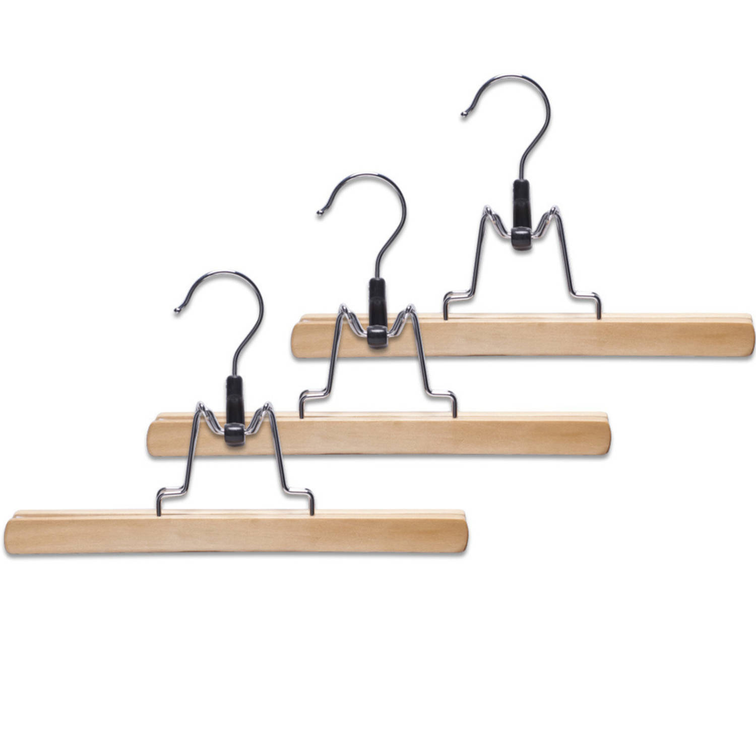 3x Houten Broekhangers/rokhangers Kledinghangers 25 Cm - Kledinghangers - Bruin