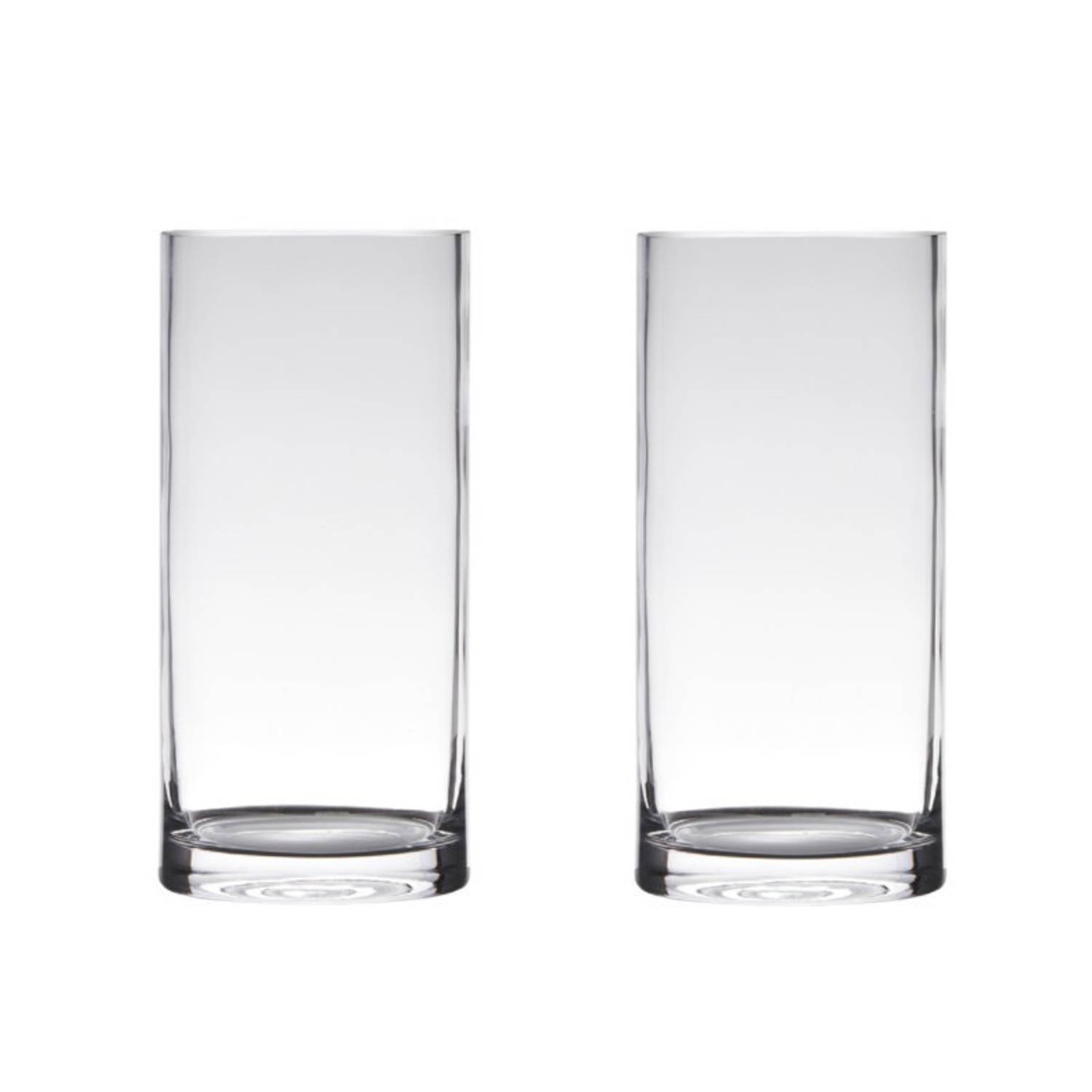 Bellatio Decorations Set Van 2x Stuks Transparante Home-basics Cylinder Vorm Vaas/vazen Van Glas 40 X 12 Cm - Vazen