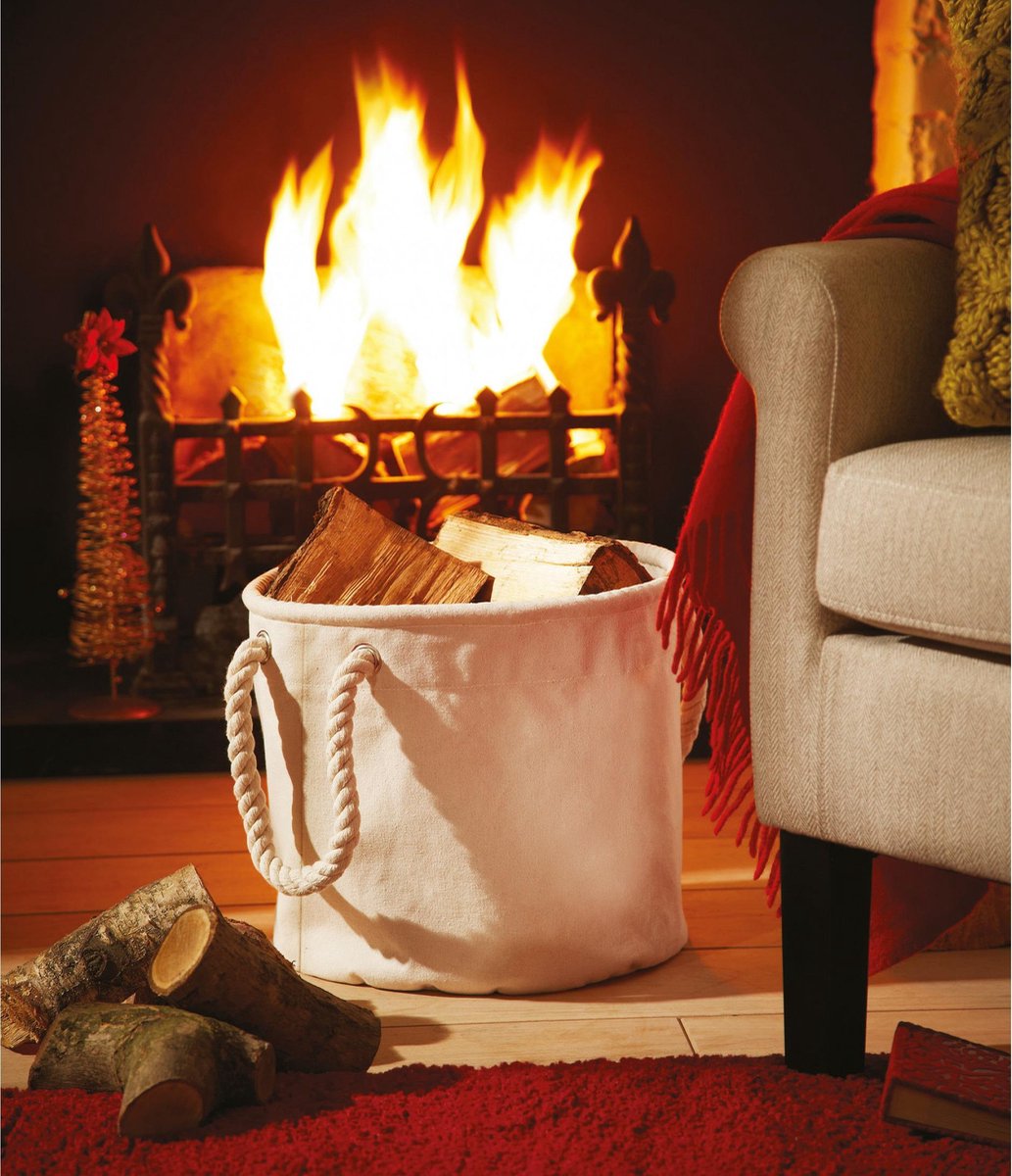 2x Stuks Stevige Canvas Cadeau/opbergzak 30 X 30 Cm - Opbergmanden - Beige