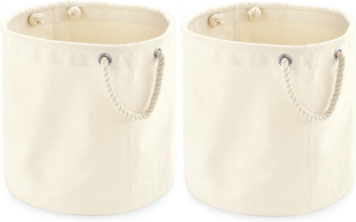 Stevige Canvas Cadeau/opbergzak 40 X 40 Cm - Opbergmanden - Beige