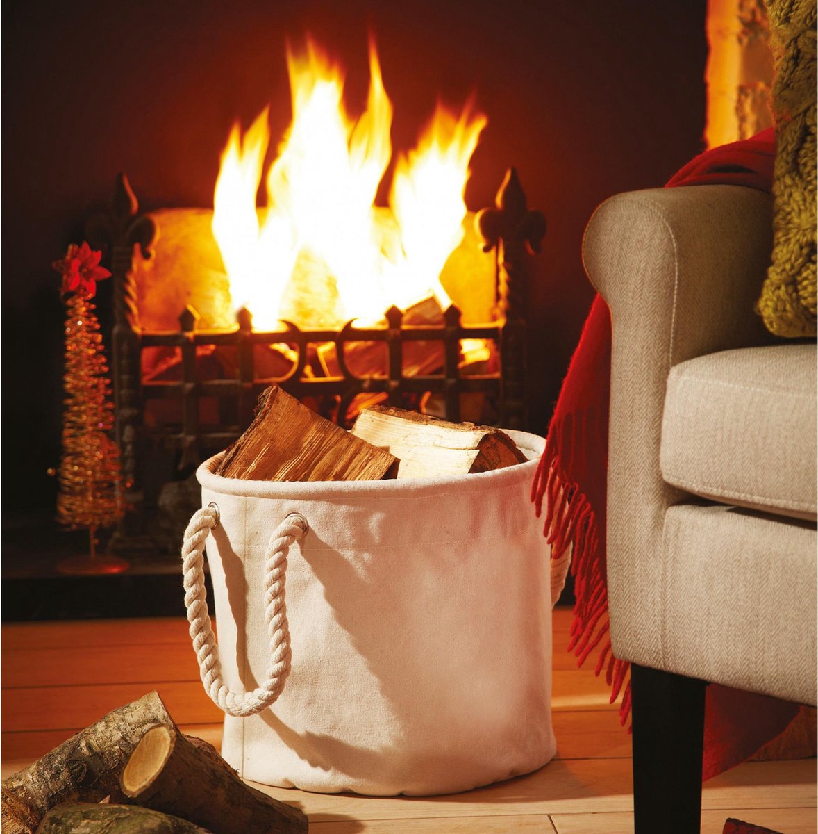 Stevige Canvas Cadeau/opbergzak 40 X 40 Cm - Opbergmanden - Beige