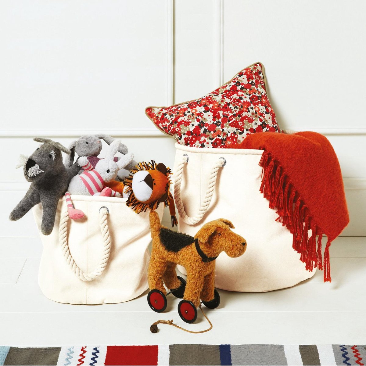 Stevige Canvas Cadeau/opbergzak 40 X 40 Cm - Opbergmanden - Beige