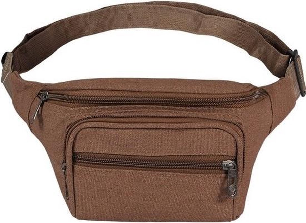 Bellatio Design Heuptasje/buideltasje/fanny Pack Mocca Vierkant 25 X 15 Cm - Heuptassen - Bruin