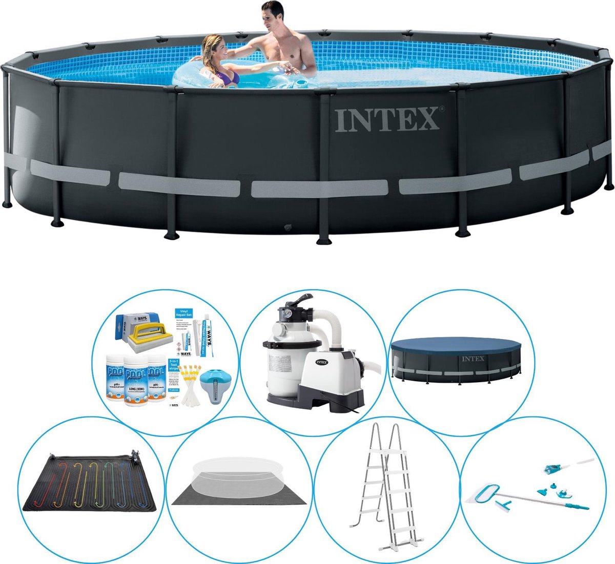 Intex Ultra Xtr Frame Rond 488x122 Cm - Zwembad Set - Grijs