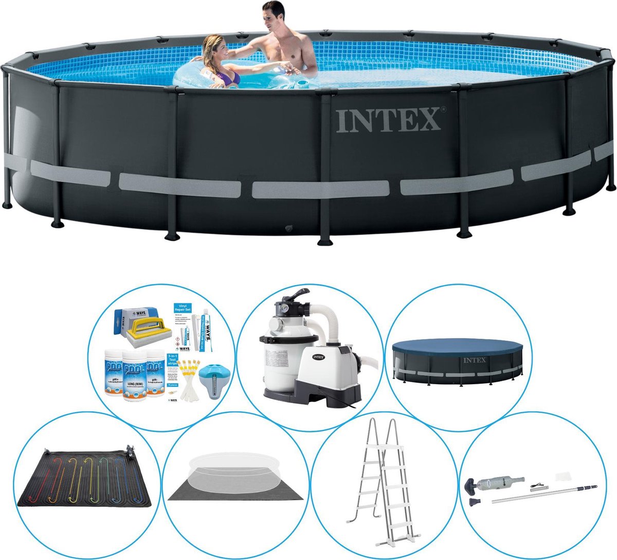 Intex Ultra Xtr Frame Rond 488x122 Cm - Zwembad Deal - Grijs