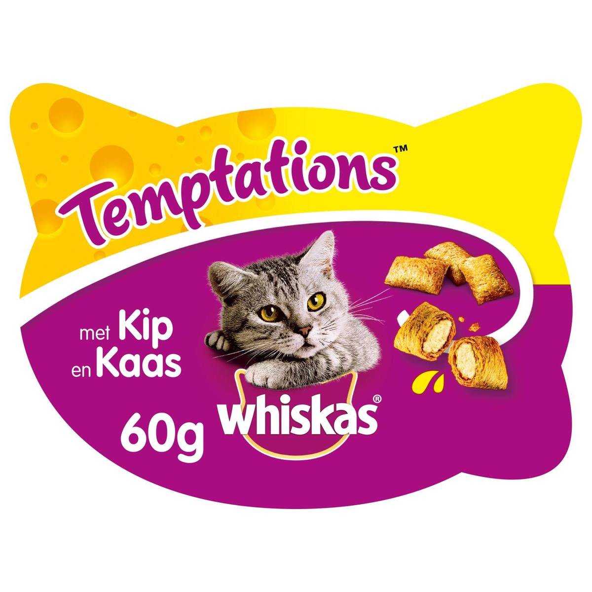 Whiskas Temptations 60 g - Kattensnack - Kip&Kaas