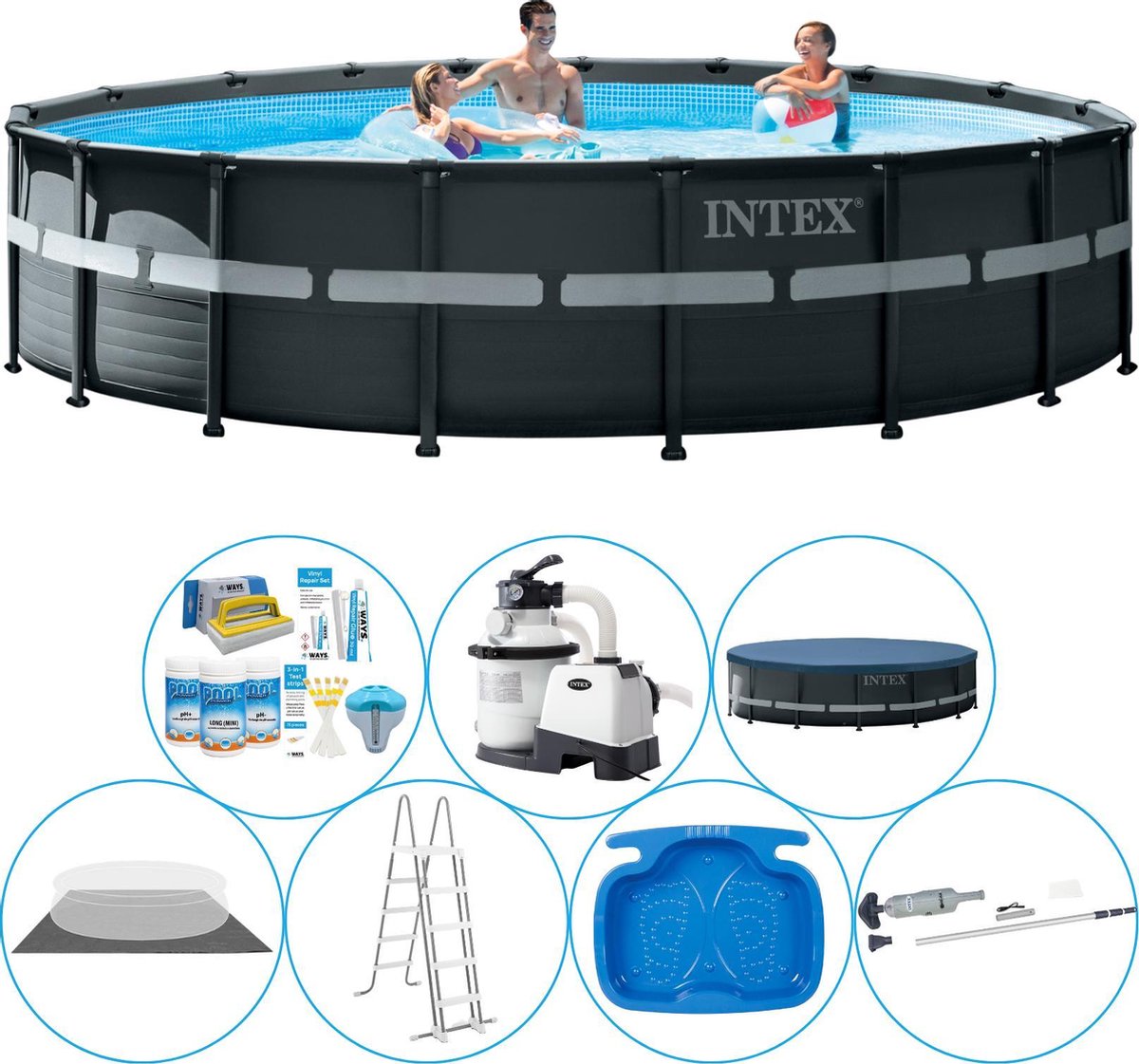 Intex Ultra Xtr Frame Rond 549x132 Cm - Zwembad Super Deal - Grijs