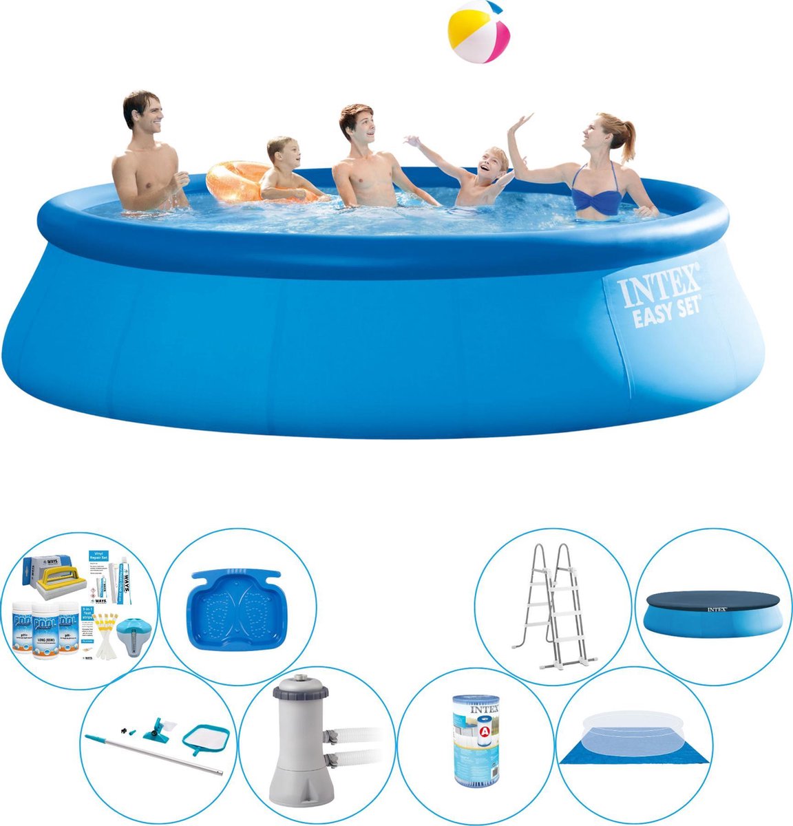 Intex Easy Set Rond 457x122 Cm - Zwembad Met Accessoires - Blauw