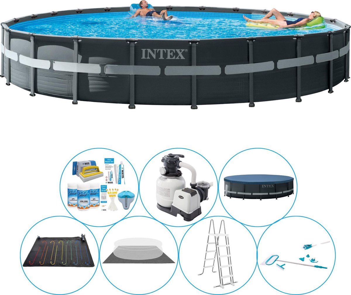 Intex Ultra Xtr Frame Rond 732x132 Cm - Zwembad Set - Grijs