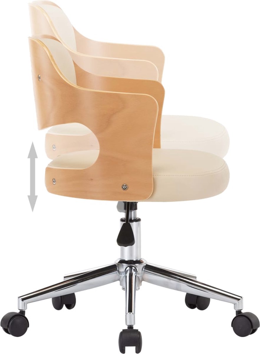 Vidaxl Eetkamerstoelen Draaibaar 6 St Gebogen Hout En Kunstleer Crème