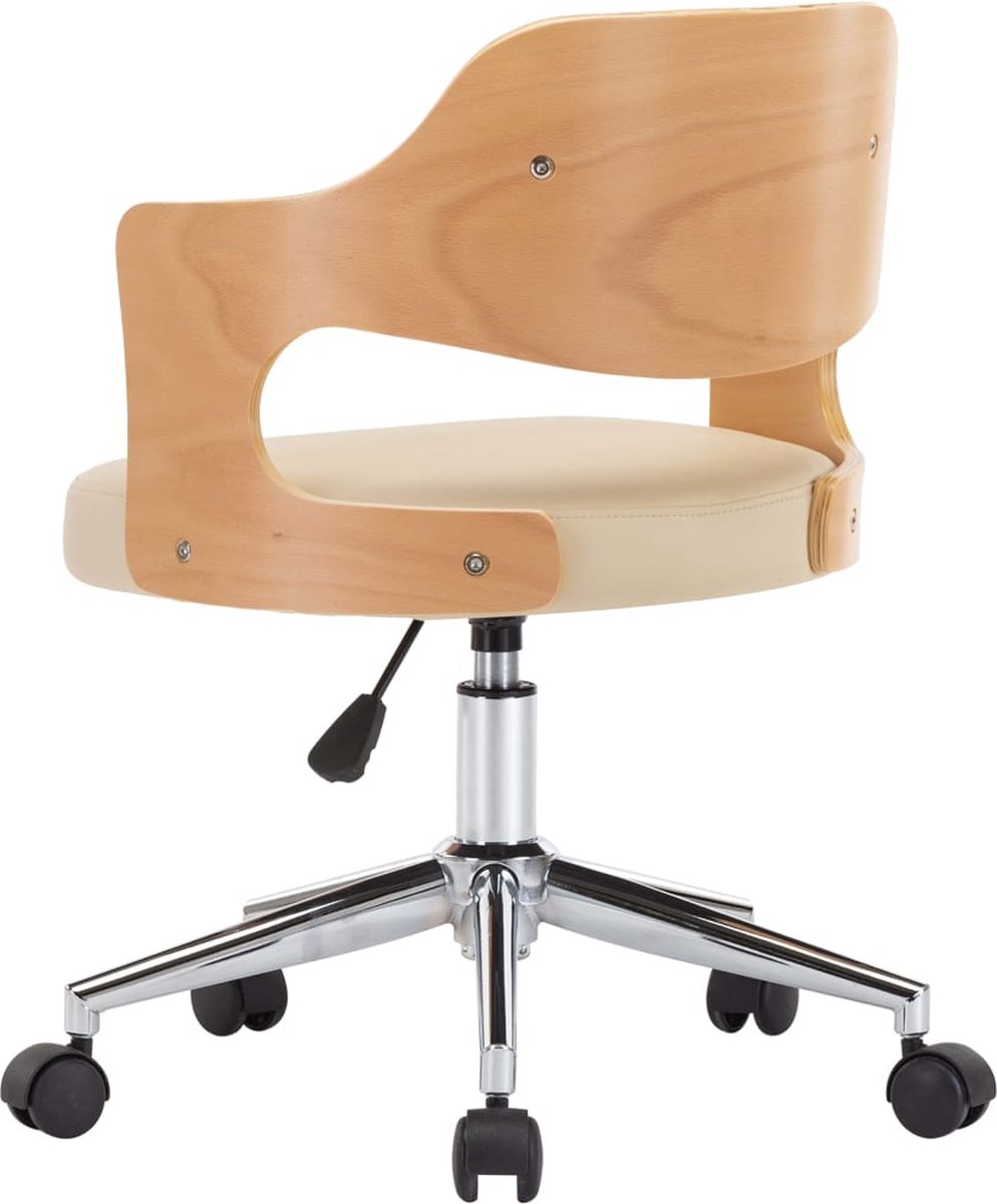 Vidaxl Eetkamerstoelen Draaibaar 6 St Gebogen Hout En Kunstleer Crème