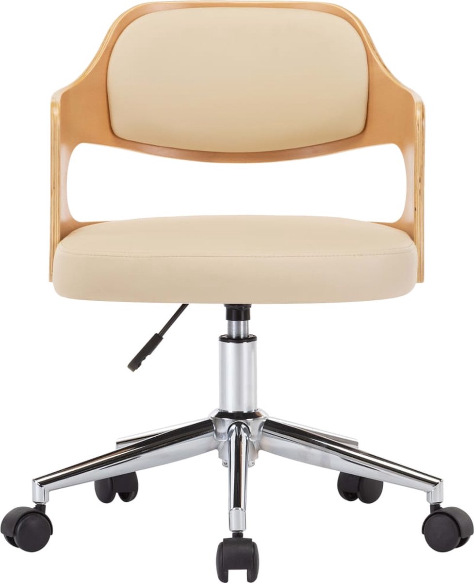 Vidaxl Eetkamerstoelen Draaibaar 6 St Gebogen Hout En Kunstleer Crème