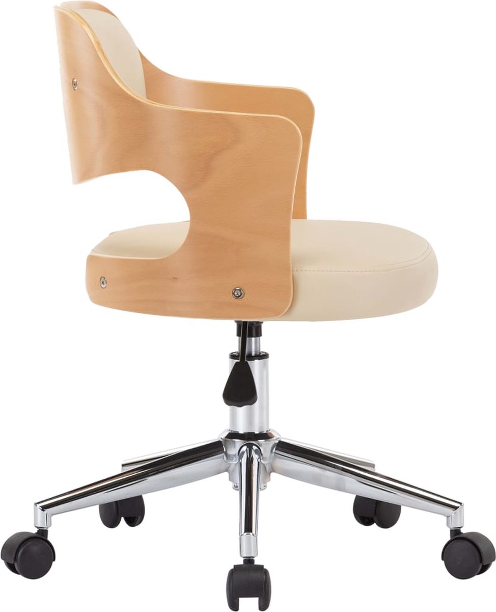 Vidaxl Eetkamerstoelen Draaibaar 6 St Gebogen Hout En Kunstleer Crème