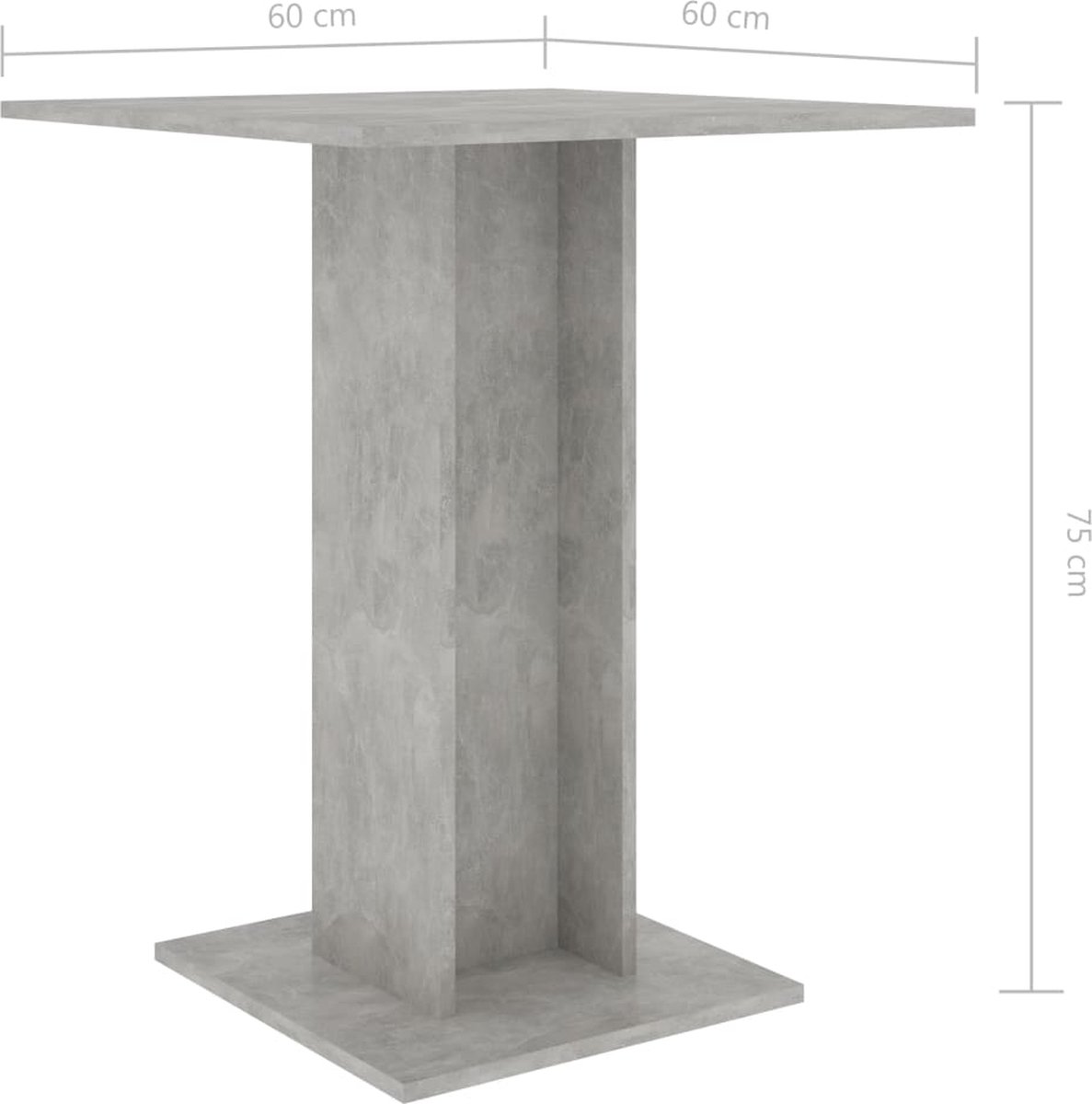 Vidaxl Bistrotafel 60x60x75 Cm Spaanplaat Beton - Grijs