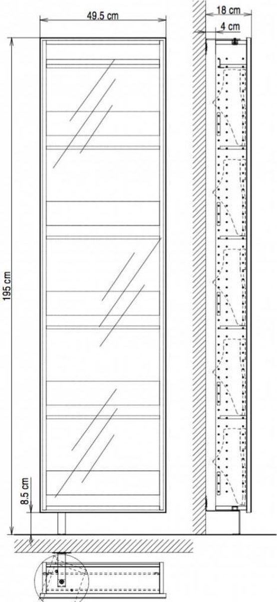 Germania Schoenenkast - L50 X B18 X H195 Cm - - Wit