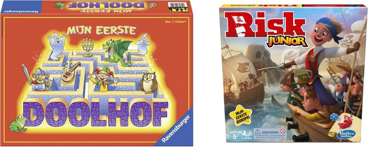 Hasbro Spellenset - Bordspel - 2 Stuks - Mijn Eerste Doolhof & Risk Junior