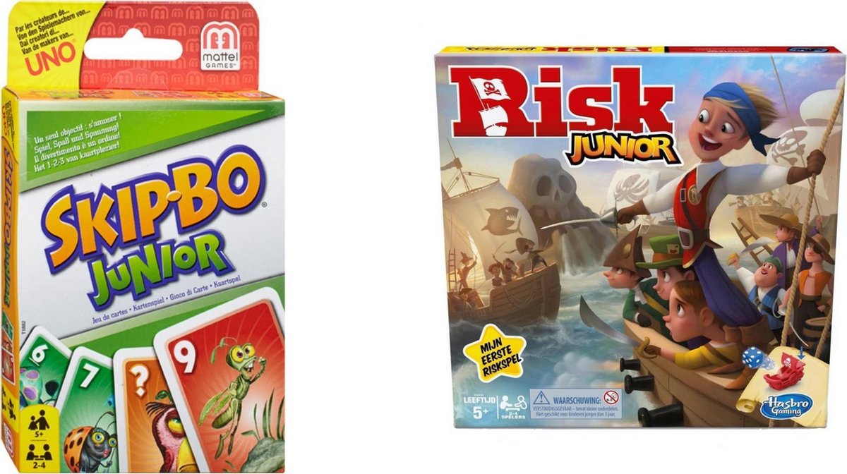 Hasbro Spellenset - Bordspel - 2 Stuks - Skip-bo Junior & Risk Junior