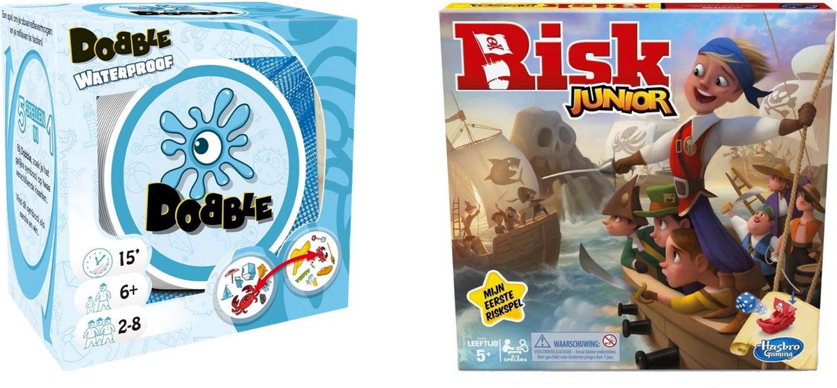 Hasbro Spellenset - Bordspel - 2 Stuks - Dobble Beach & Risk Junior