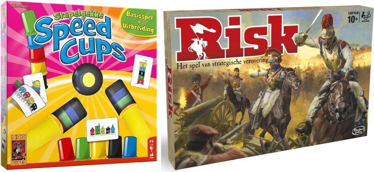 Spellenbundel - Bordspel - 2 Stuks - Stapelgekke Speedcups - 6 Spelers & Risk