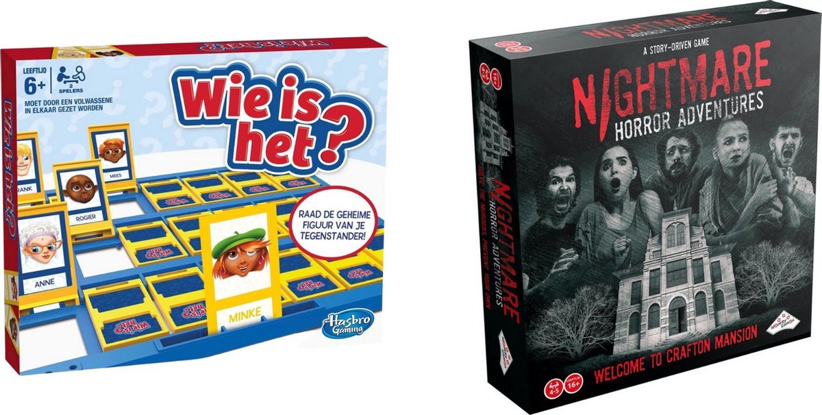 Spellenset - Bordspel - 2 Stuks - Wie Is Het? & Nightmare Horror Adventures