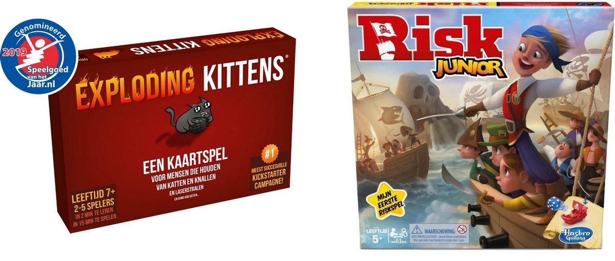 Hasbro Spellenset - Bordspel - 2 Stuks - Exploding Kittens & Risk Junior