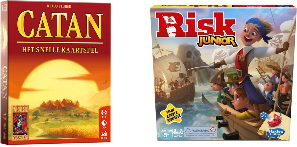 Hasbro Spellenset - Bordspel - 2 Stuks - Catan: Het Snelle Kaartspel & Risk Junior