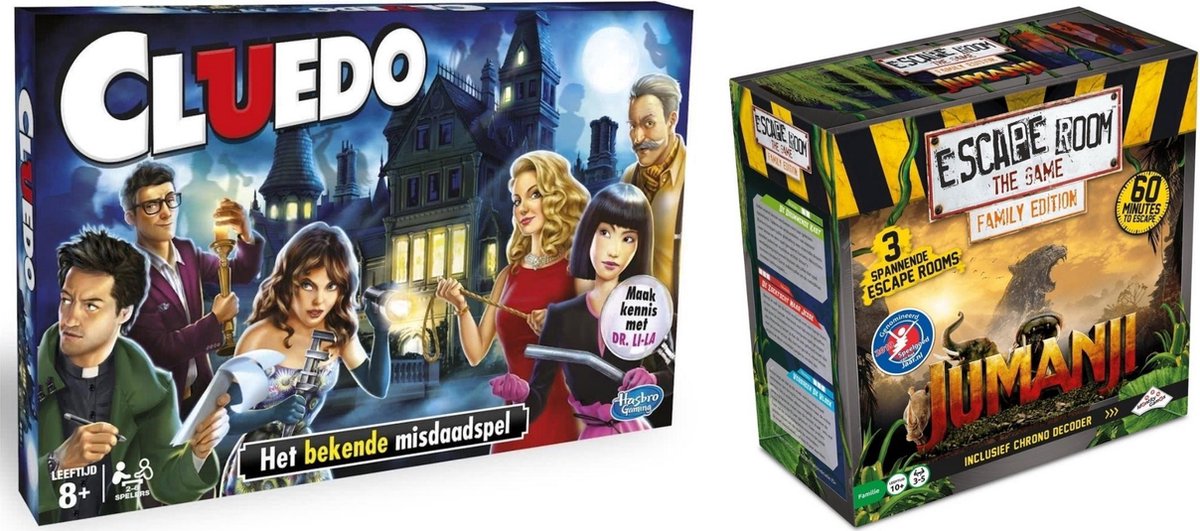 Spellenbundel - Bordspel - 2 Stuks - Hasbro Cluedo & Escape Room Jumanji