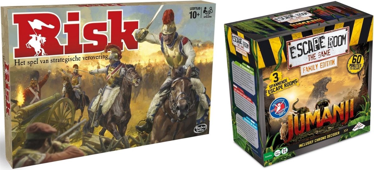 Spellenbundel - Bordspel - 2 Stuks - Hasbro Risk & Escape Room Jumanji