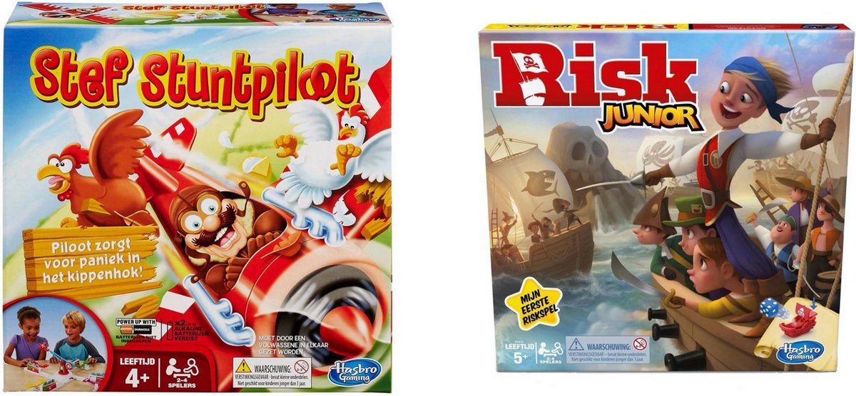 Hasbro Spellenset - Bordspel - 2 Stuks - Stef Stuntpiloot & Risk Junior