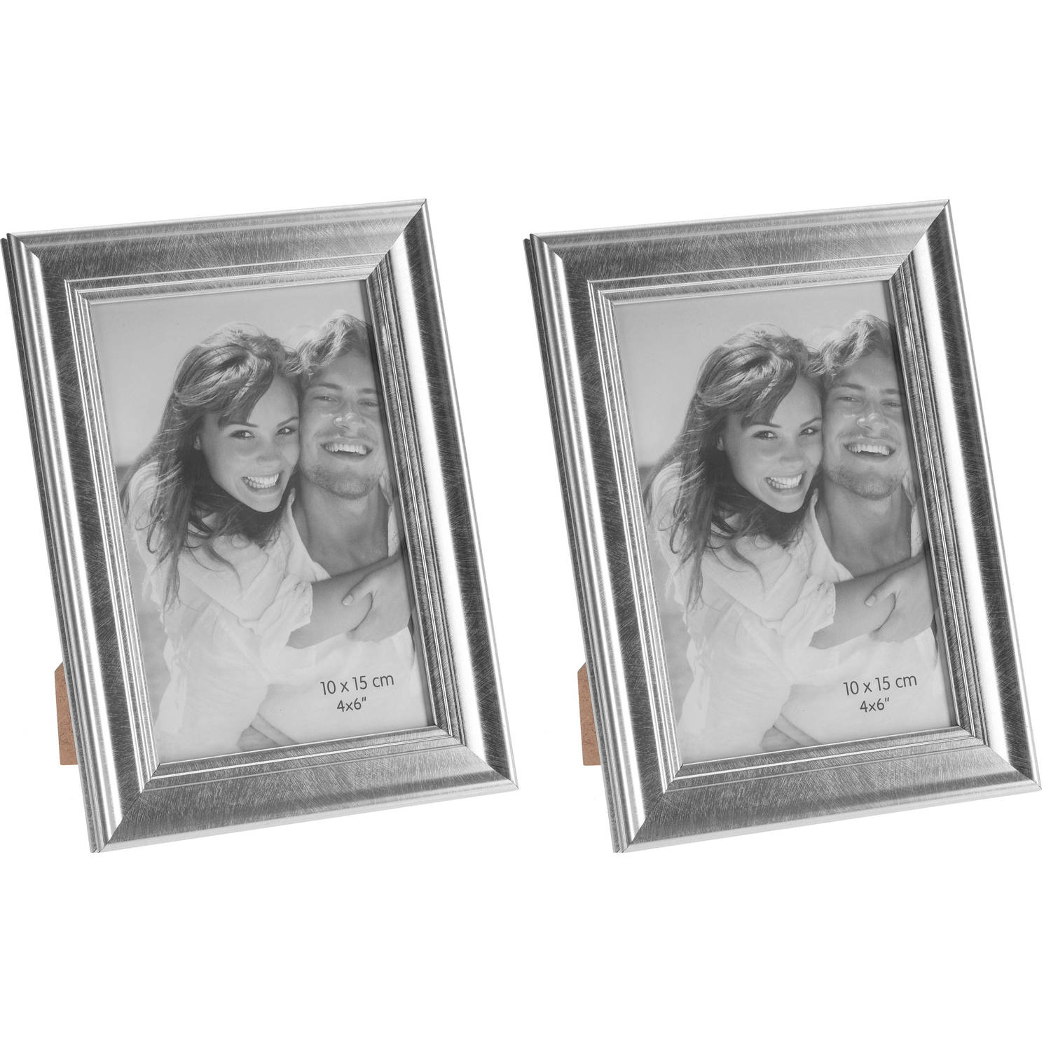 2x Zilveren Glanzende Fotolijsten/fotoframes 14 X 19 Cm - Fotolijsten - Silver