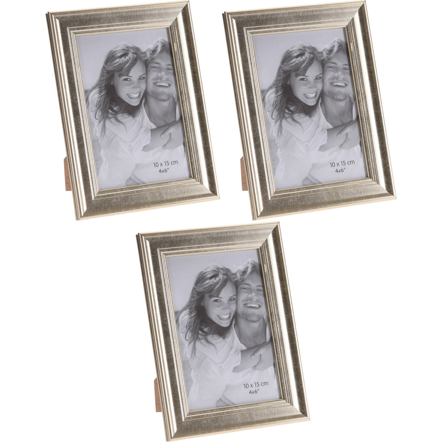 3xen Glanzende Fotolijsten/fotoframes 14 X 19 Cm - Fotolijsten - Goud