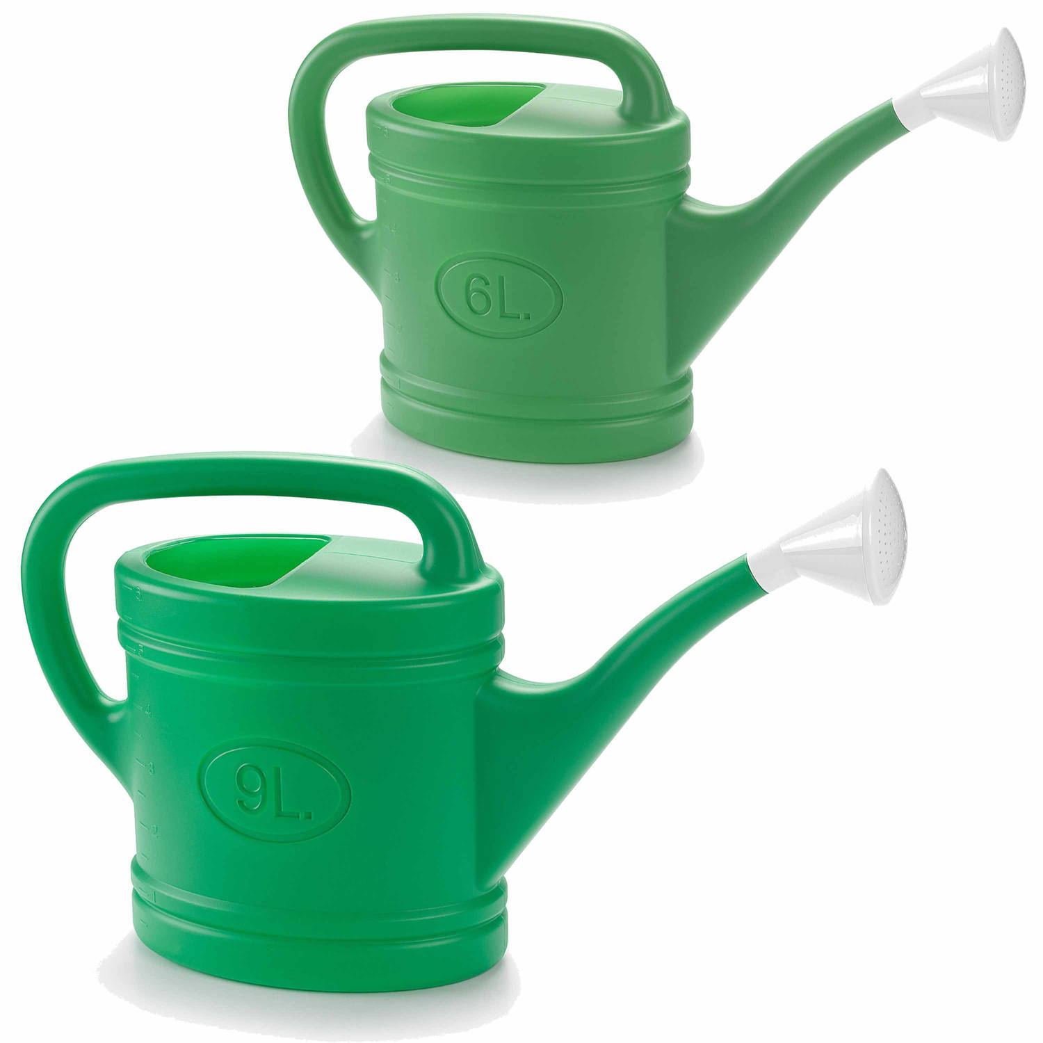 Forte Plastics 2x Stuks Kunststof Tuin Gieters 6 En 9 Liter - Gieters - Groen